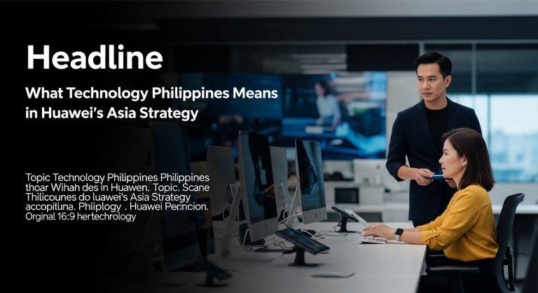 Philippines technology landscape with Huawei and AI icons
