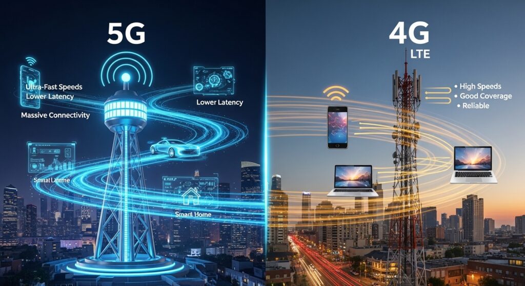 5G vs 4G comparison speed latency