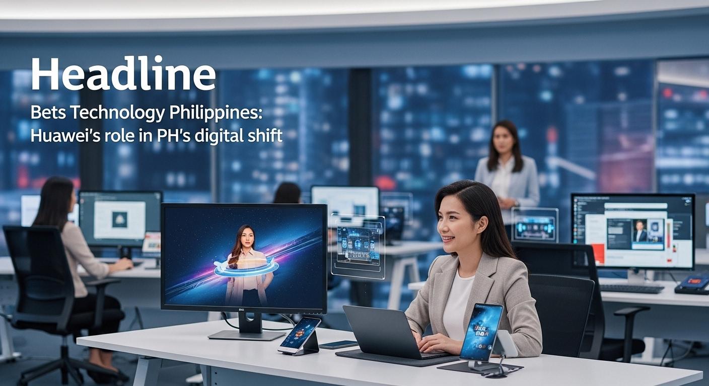 Data center racks with blue lighting representing PH infrastructure growth and Huawei-era digital expansion.