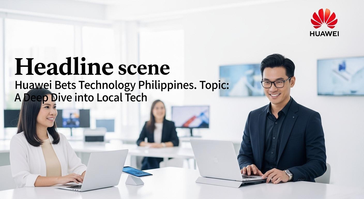 Editorial visualization of Huawei technology investments and the Philippine data-center landscape.