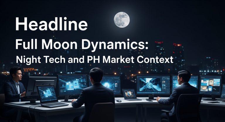 Full Moon over urban telecommunications infrastructure at night