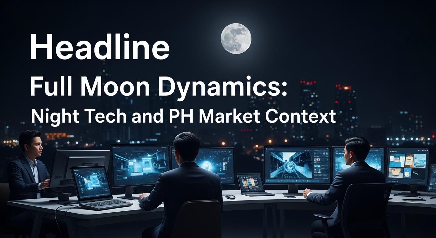 Full Moon over urban telecommunications infrastructure at night