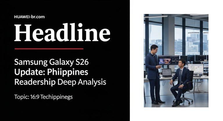 Editorial collage featuring Samsung Galaxy S26 and Huawei devices with a Philippines market context.