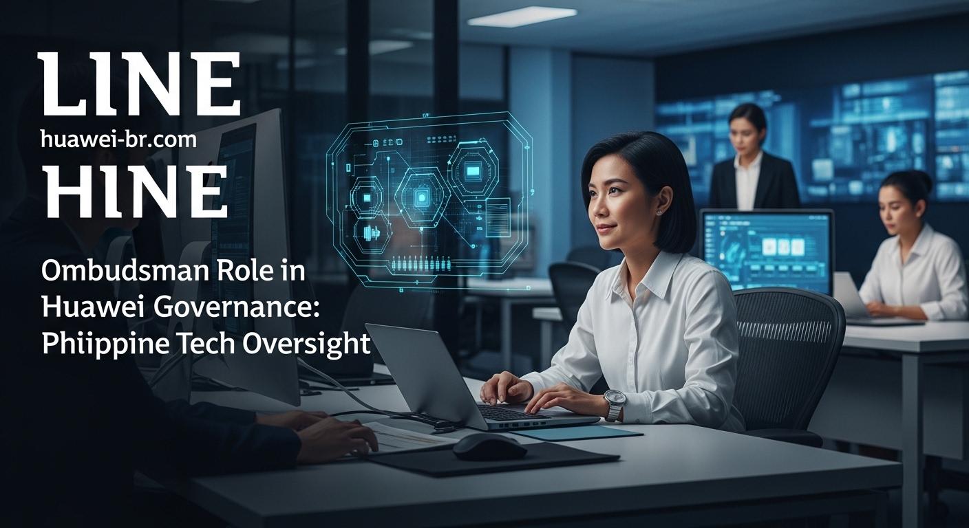 Policy-focused newsroom image showing ombudsman oversight and Huawei governance in the Philippines.