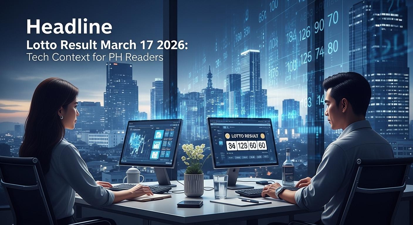 Huawei technology data streams over a Philippine city with lottery digits in the foreground